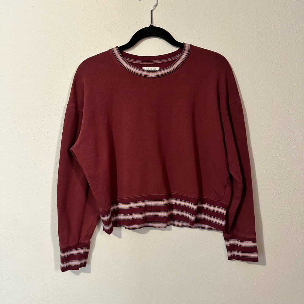 Miles by madewell cropped maroon stripped long sleeve shirt
